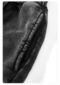 Shorts vintage délavés à l'acide avec double bande élastique et détails en strass, mode décontractée pour femmes et hommes, shorts d'été personnalisés OEM - Product Image 4