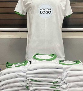 Polyester Cotton Ringer Tee Ringers T Shirts Custom Logo Men's Short Sleeve Solid Crew Neck T-Shirt - Product Image 3