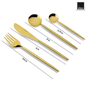 Elegante juego de cubiertos de acero inoxidable de estilo ovalado Belle, cubiertos de diseño para restaurantes, hoteles, acabado dorado brillante para fiestas - Product Image 4