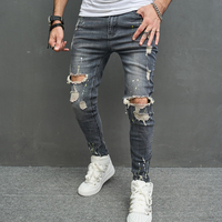 Streetwear Skinny Ripped Damage Jean Pantalon Pantalon Scratch Distressed Denim Vêtements de créateurs pour hommes Jean Pantalon pour hommes