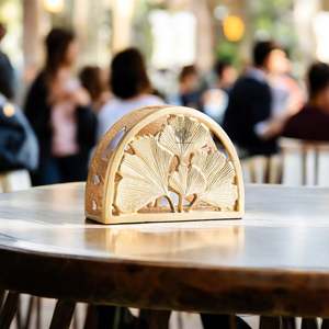 Porte-serviettes de luxe à motifs floraux en relief, fait main, en métal, cristal et aluminium, décoration de table pour restaurants et fêtes - Product Image 1