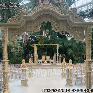 Mariage extérieur aspect bois fibre Mayur Mandap jardin thème indien mariage Mandap superbe gujarati mariage décor fibre Mandap - Product Image 6