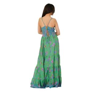 Vestido de Noche Largo para Mujer, Estilo Vintage, con Estampado Floral, Ecológico, de Algodón Tejido, con Encaje y Forro de Seda, sin Espalda, Corte en A, para Bodas y Fiestas - Product Image 6