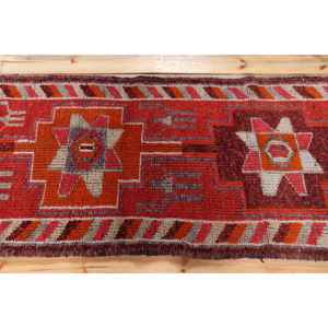 2,7x9,2 ft Turkish Rug, Vintage <b>Runner</b> Rug, <b>Red</b> Orange Southwestern Wool Rug - Product Image 3