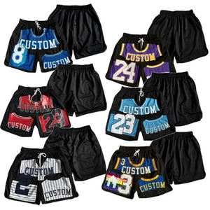 Pantalones Cortos de Baloncesto Sublimados Personalizados para Hombre, de Secado Rápido, Tejido de Malla, Pierna Ancha, con Logotipo de Equipo Personalizado, Venta al por Mayor OEM/ODM - Product Image 2