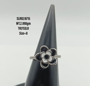 ขายส่งจำนวนมากเงินสเตอร์ลิงวันวาเลนไทน์สาวหวานดอกไม้มินิมอลหนาอ้วนสีชมพูหัวใจแหวนเคลือบ - Product Image 1