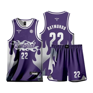 Maillot de basket-ball unisexe de haute qualité OEM Uniformes Set vêtements de sport imprimés numériquement en polyester grande taille vente en gros - Product Image 2