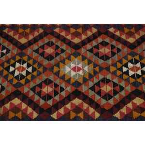 Alfombra Kilim Turca Vintage de 2.5x11.5 pies, Alfombra Roja de Patchwork de Lana - Product Image 5