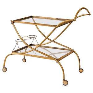 Chariot à 2 niveaux de conception moderne écologique de taille standard pour servir le thé café maison bar salon hôtel finition noire - Product Image 5