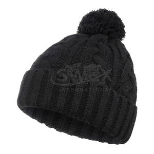 Custom Design Jacquard Knit Bobble <b>Beanie</b> Hat <b>Wool</b> Acrylic Winter Bobble Hat Custom Size Bobble Hat - Product Image 2