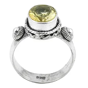 Anillo de Plata 925 con Cristal y Piedra Preciosa de Citrino para Mujer - Product Image 1