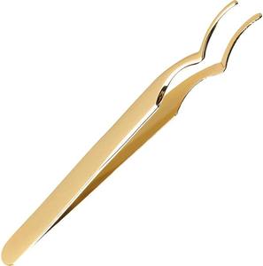 Pince à épiler manuelle en acier inoxydable doré de haute qualité, personnalisée, pour extensions de cils, outils d'application faits à la main - Product Image 2