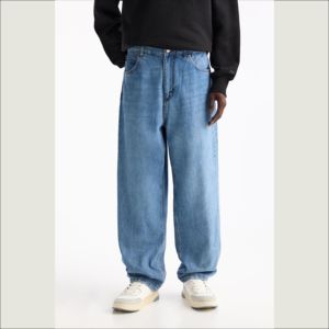 High Street Men's Premium Custom Jeans Pintado a mano Calidad Algodón Recto Mid Denim Desgastado Lavado Bolsillo Patrón Cintura - Product Image 2