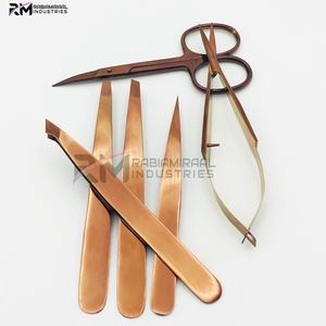 RMI – Nouveau produit tendance de haute qualité : Ensemble de pinces à cuticules/ciseaux à ressort et pinces à sourcils, finition or rose mat, 4 modèles de coupe différents - Product Image 4