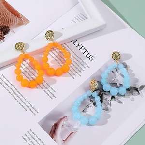 European Fashion <b>Gold</b> Plated Female <b>Earrings</b> Hot Selling Colorful Bead Exaggerated <b>Drop</b> Hoop <b>Earrings</b> for Women's Parties - Product Image 2