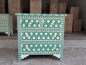 MUEBLES con incrustaciones de huesos, tradición artesanal, personalizada y Floral mesita de noche, armario con incrustaciones de huesos, sala de estar DE LA India - Product Image 5