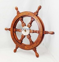 Volant de bateau en bois avec moyeu en laiton, décoration nautique et design Art Déco, fait main, durable, à fixer au mur, 18 pouces, cadeau Diwali