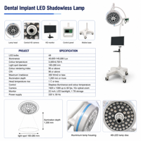 Lampe chirurgicale LED dentaire électrique sur pied, CRI élevé 95-96, 140000 Lux, lampe orale sans ombre, 48 perles LED pour implants