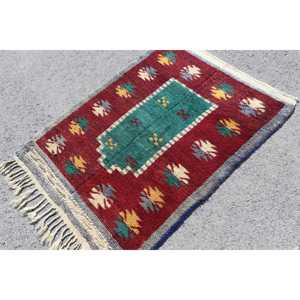 พรมขนาด 3.6x4.8 ฟุต, พรมวินเทจตุรกี, พรมขนสัตว์สีแดง - Product Image 3