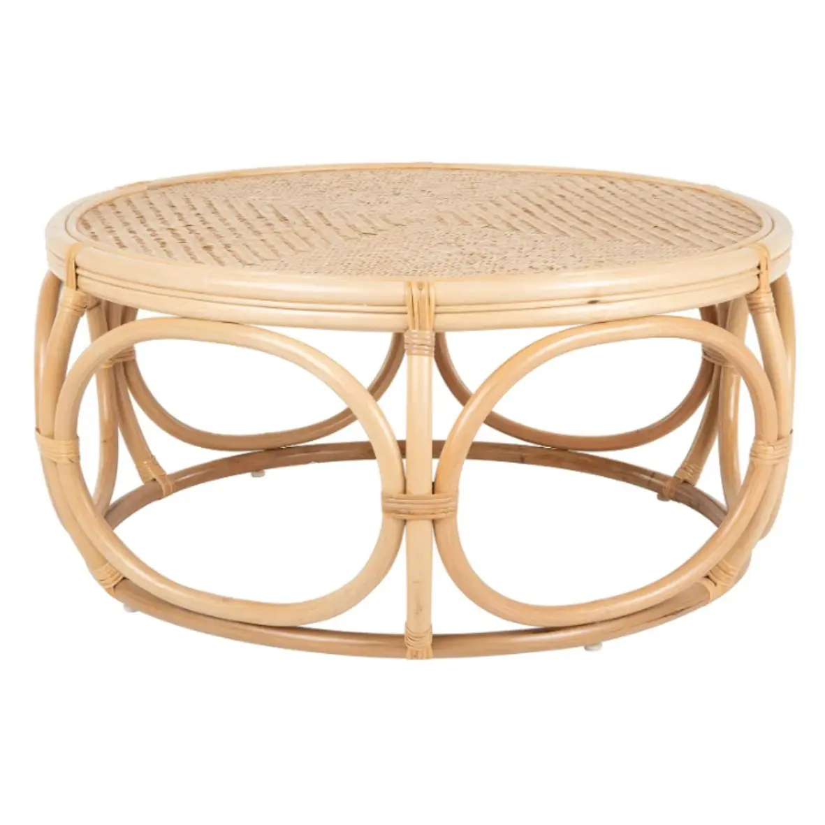 Trendy Modern Rattan Table Rounded Wicker Coffee Table High Quality Handcrafted Center Table For Farmhouse Garden Living Room