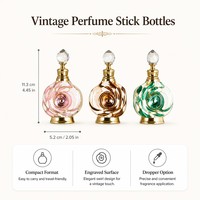 Flacon compte-gouttes vintage en verre de 12 ml pour parfum, huiles essentielles, soins de la peau, avec surface gravée