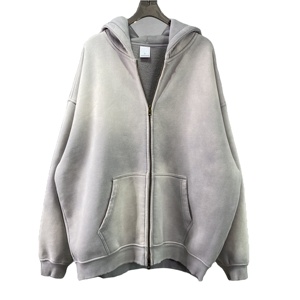Nouveau à la mode de bonne qualité hommes taille confortable lavé à l'acide sweats à capuche zippés dernière conception blanc plaine personnalisation Logo - Product Image 3