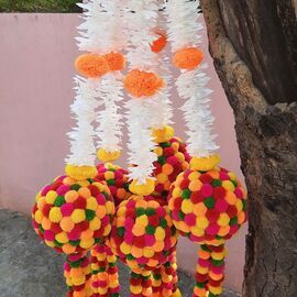 Jazmín Artificial con Adornos de Bolas Multicolor, Colgantes Hechos a Mano para Decoración del Hogar y Decoración de Bodas, Mehndi - Product Image 3