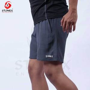 Pantalones cortos deportivos para hombre personalizados al por mayor, de punto, de lona, de secado rápido, transpirables, para entrenamiento - Product Image 2
