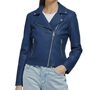 Veste d'hiver pour femme en cuir véritable de qualité supérieure, col montant uni, fermeture éclair, taille unique, design personnalisé, nouveau style, authentique - Product Image 3