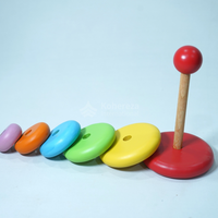 Erken öğrenme ve Motor becerileri geliştirme için Montessori ahşap halka piramit eğitici oyuncak