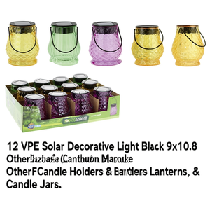 12 VPE Solar Decorative Light Black 9x10.8 Other Candle Holders Lanterns & Candle Jars - Product Image 2
