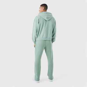 2025 à la mode hommes hiver gymnastique fermeture éclair à capuche écologique respirant polaire poids lourd coton brodé Streetwear en gros - Product Image 2