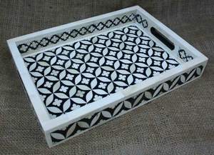 ELEVATE YOUR <b>TRAY</b> Handmade Serving <b>Tray</b> Luxury Bone Inlay Ramadan Breakfast Food Fruit Coffee <b>Tea</b> Decorative <b>Tray</b> at low - Product Image 2