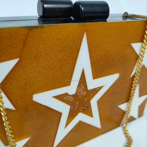 Bolsos de Mano de Resina de Nuevo Diseño en Oferta, Bolsos de Noche Elegantes con Estrella Dorada, Bolsos de Lujo Hechos a Mano para la Venta - Product Image 1