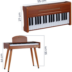 Piano Infantil de Madera Midex CP-370OR - 37 Teclas, Funciona con Pilas, Tacto Realista y Patas Ajustables, Incluye Taburete - Color Naranja Madera - Product Image 4