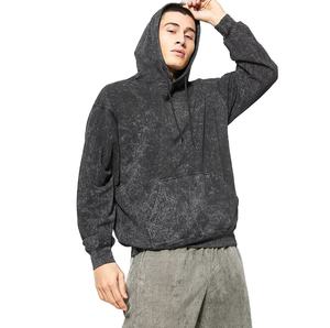 Sudadera con capucha de algodón grueso de alta calidad para hombre, personalizada con efecto desgastado por el sol, lavado ácido, estilo vintage y desgarrado. - Product Image 5