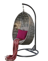 Fauteuil suspendu moderne en rotin PE avec cadre en aluminium, coussin en PU, densité 20 kg/m³, forme d'œuf, étanche, pour extérieur, chambre, jardin