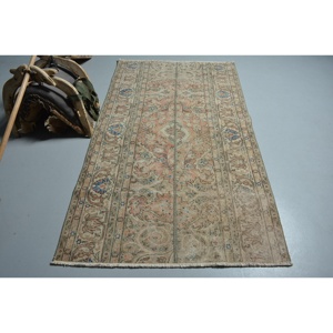 Rug, 3.9x6.9 ft Turkish Rug, <b>Brown</b> Southwestern Rug <b>Wool</b> - Product Image 1
