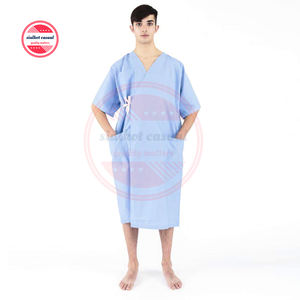 Bata de seguridad para pacientes de Hospital, de alta calidad, no tejida, holgada, de manga corta, Unisex, personalizada - Product Image 1