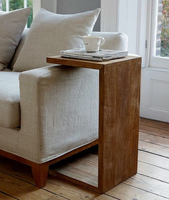 Table basse portable moderne en bois massif en forme de C, écologique, avec couleur personnalisable pour salon et chambre à coucher