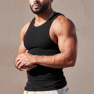 Camiseta sin Mangas Ajustada de Algodón y Elastano de Alta Calidad, Camiseta Personalizada Elástica para Hombre - Product Image 4