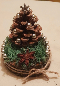 Mini Cây giáng sinh làm bằng nón thông tự nhiên phong cách mộc mạc nhỏ Pinecone Xmas cây trang trí cho bàn bàn nhà kỳ nghỉ Quà Tặng - Product Image 5