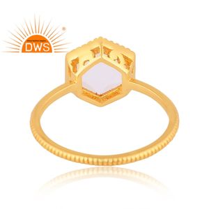 แหวนเงินสเตอร์ลิง18K ชุบทอง18K พลอยสีรุ้งและดวงจันทร์ธรรมชาติแหวนวางซ้อนกันได้เครื่องประดับจากผู้ผลิต - Product Image 4