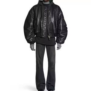 Mejor Venta Impermeable Hombres Chaqueta de cuero Hombres Moda Slim Fit Moda Chaqueta de cuero con capucha para hombres - Product Image 3