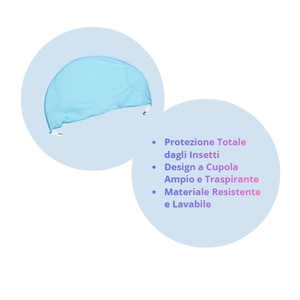 Moustiquaire Dôme Bleue 60 cm à Montage Rapide Universelle pour Lit et Berceau, Résistante et Lavable, Baldaquin de Lit - Product Image 5