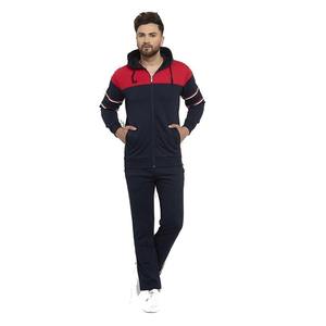 Ensemble de survêtement d'hiver à capuche avec fermeture éclair et imprimé en molleton de coton respirant et coupe-vent pour hommes pour la saison d'automne - Product Image 1