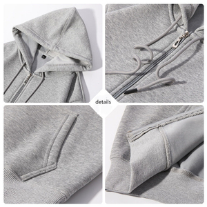 Wholesale ODM/OEM Men's Heavyweight 100% Cotton Hoodies Full <b>Zip</b> with Custom Print Logo for Winter Unisex Solid Colors Plus Size - Product Image 6