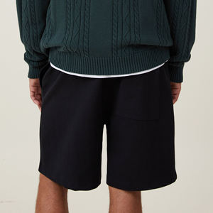 กางเกงขาสั้นฮิปฮอปสำหรับผู้ชาย400GSM สั้นขนแกะ100% มีกระเป๋าด้านข้างพิมพ์โลโก้แบบกำหนดเอง - Product Image 2