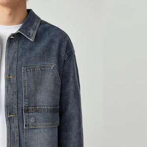 Chaqueta Vaquera 100% Algodón, Chaqueta Utilitaria con Cuello Alto, Chaqueta Vaquera Vintage Lavada - Product Image 3