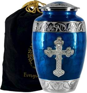 โกศใส่เถ้ากระดูกแบบไขว้ทำด้วยมือสำหรับผู้ใหญ่ขี้เถ้าโกศตกแต่งสำหรับผู้ใหญ่ชายและหญิงมีถุงกำมะหยี่ - Product Image 1